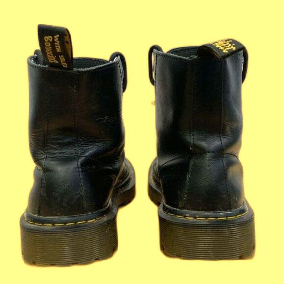 Dr. Martens Luana Combat Boot Black Leather Pull Tab Ankle Lace Up - Picture 3 of 7